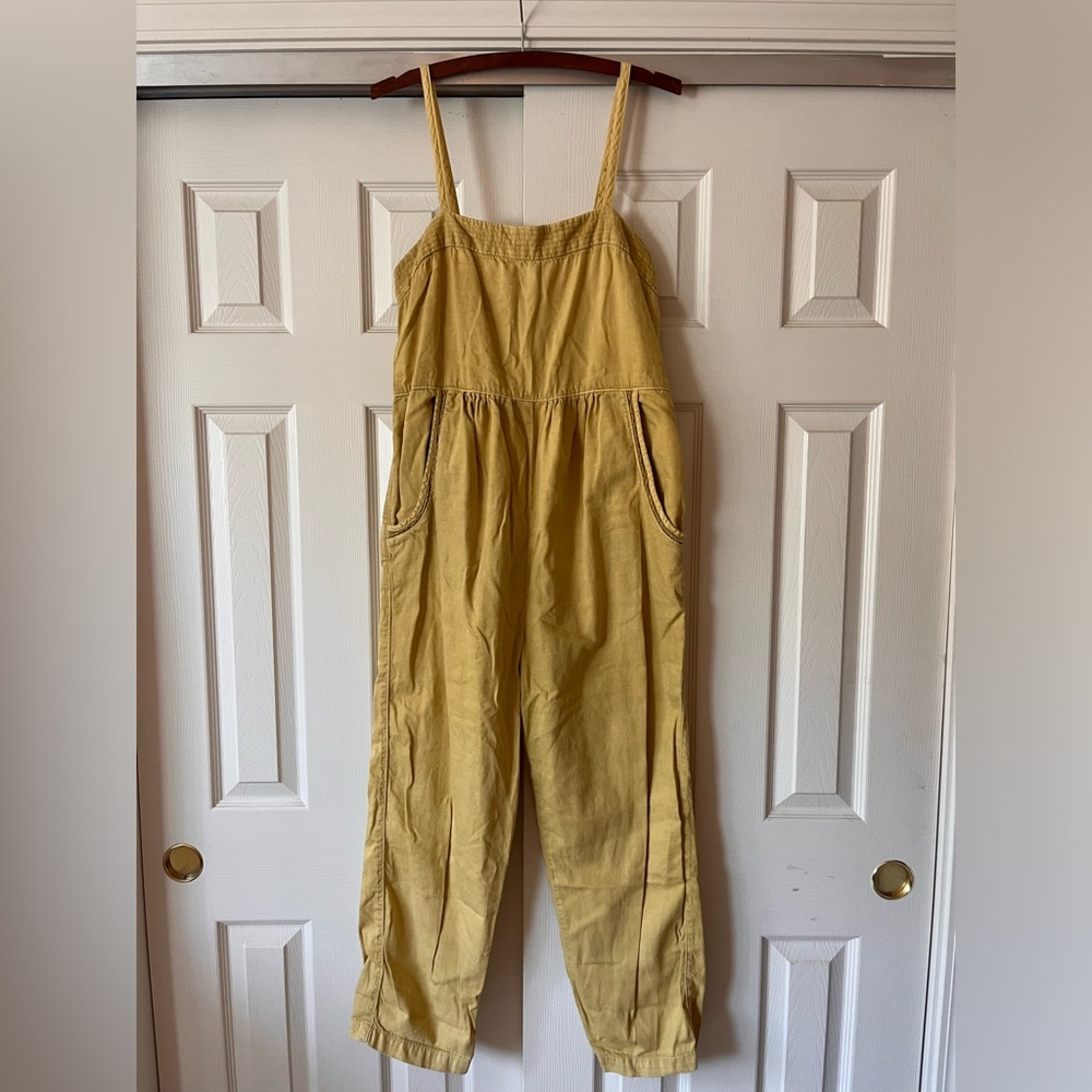 Anthropology Jumpsuit Yellow/Green Pockets